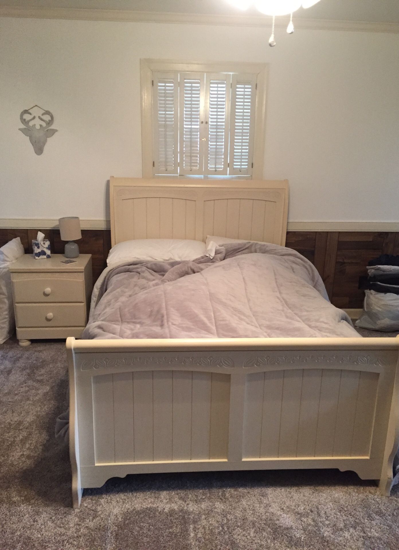 Full size bed with night stand