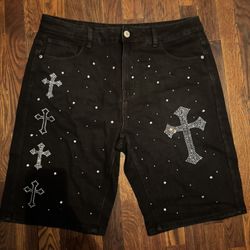 Rhinestone Cross Shorts