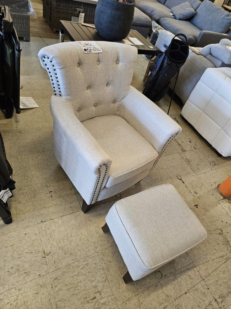 Gray Armchair With Ottoman