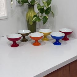 Vintage Mid Century Modern Multicolor Set of 6 Dessert Cups