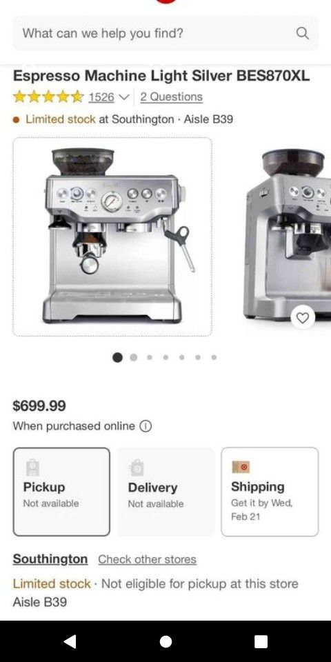 Breville Espresso Machine (Brand New) Kitchen & Dining