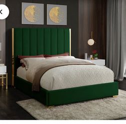 Green Suede Full Bedroom Set