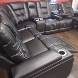 New Recliner Sectional Sofa With Three Power Recliners And Three Power Headrest Comes In Seven Pieces Must See