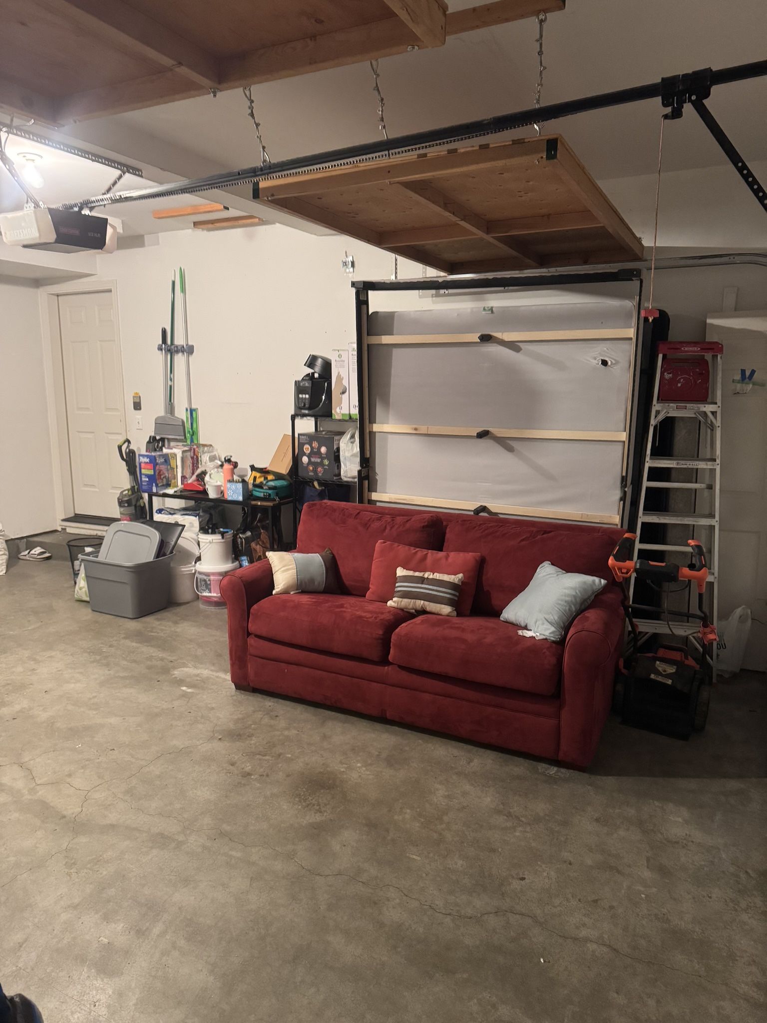 Red Loveseat with Pull-Out Bed – Great for Guests