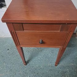 Antique Solid Wooden End Table/ Nightstand With Drawer