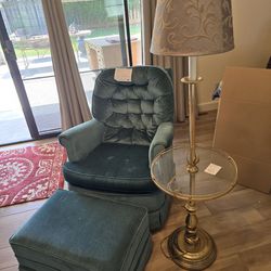 Chair, Ottoman, Lamp