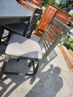 Gray Wood Dining Table and Chairs Set