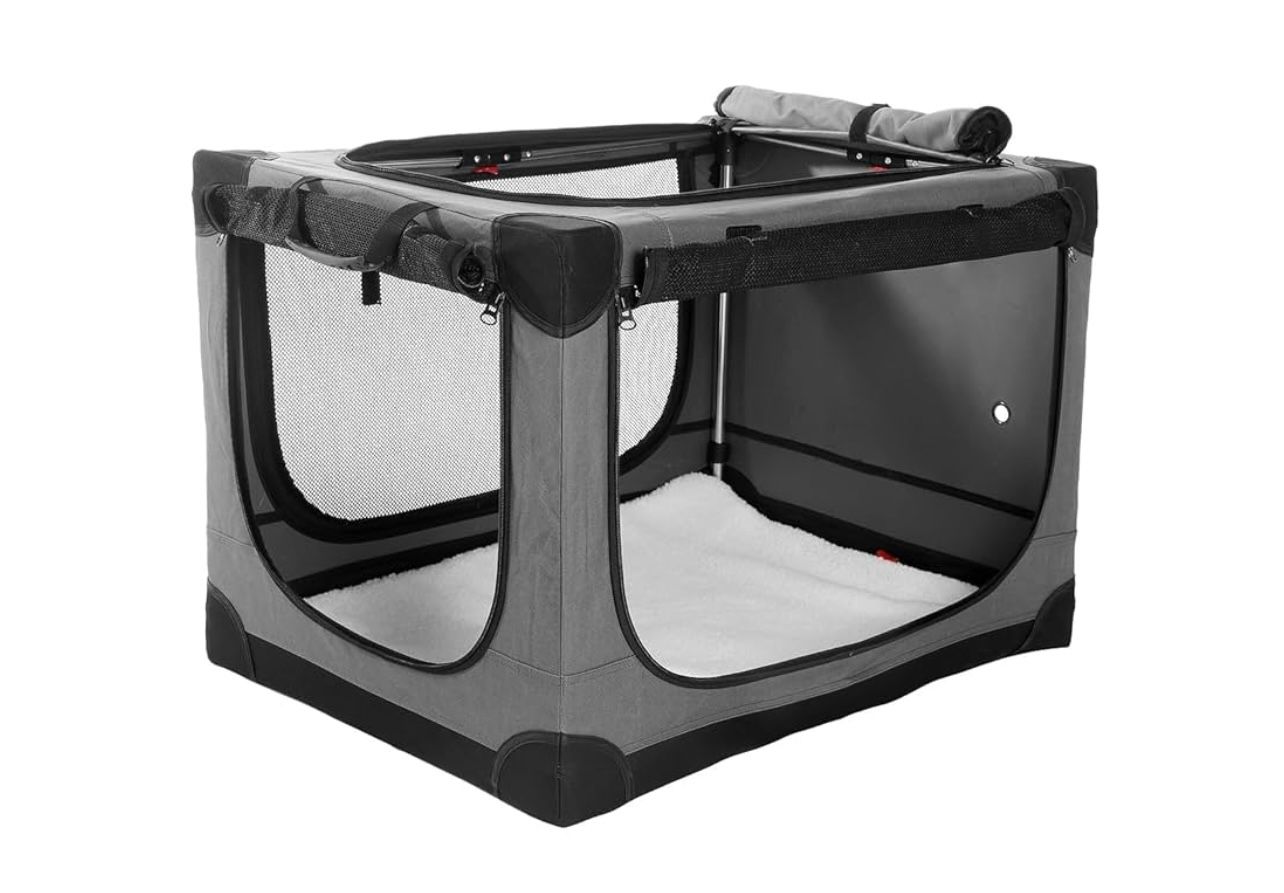 196) 30 Inch Collapsible Travel Dog Crate for Medium Large Dogs, Portable