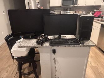 Powerspec, LG And Visio Monitors, Onn Mic, Hyper Keyboard And Mose