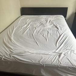 Queen bed mattress, boxspring, and frame