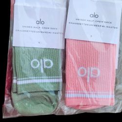 NWT-Pink And Sage Pair AOL Unisex Socks 