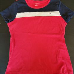 Vintage Tommy Hilfiger Womens LG Red/Blue/White Crew Neck Short Sleeve T- Shirt