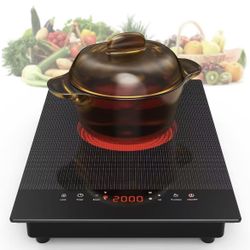 110V Electric Stove Top,Single Burner Electric Cooktop LED Touch Control,9 Power Levels, Kids Lock &Timer,Overheat Protection,2000W Portable Induction