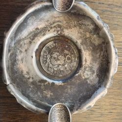 Peru Silver Ashtray 3 Silver Coins !!