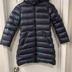 Moncler Girl MOKA Long Jacket Puffer DOWN Coat Navy  Hooded Size 8 anni  OFFER ONLY 