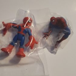 2 Small Spiderman Figurine Toys