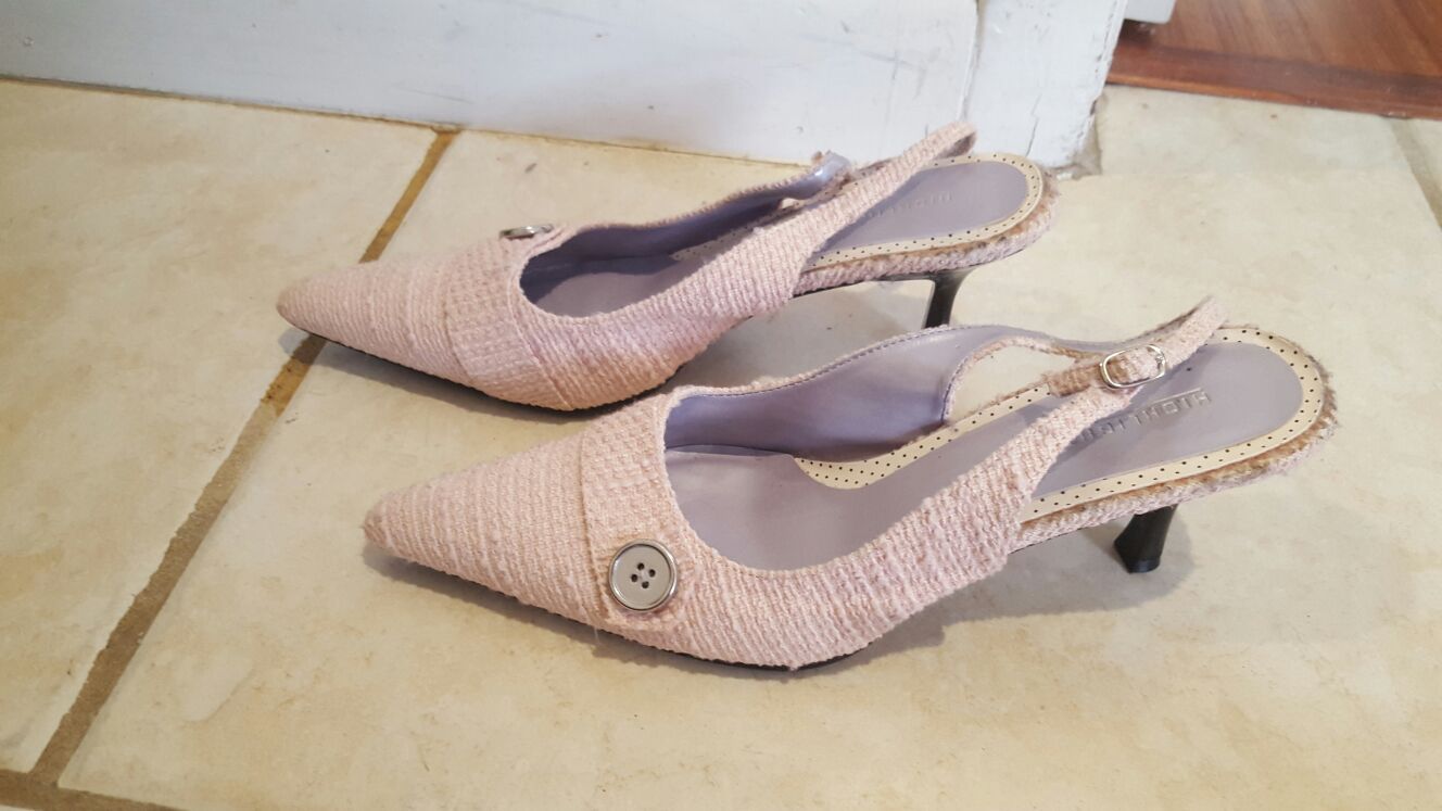 Pink corduroy pumps cute