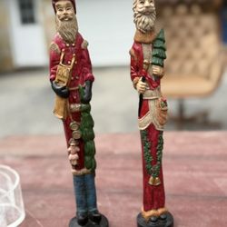 Two Vintage Tall Skinny Santa Claus. 