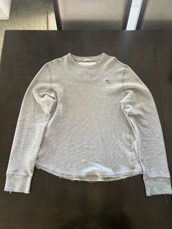 Abercrombie & Fitch Men's Waffle-Knit Crewneck Cotton Knit Pullover Gray XL