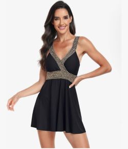 XXL Black 2-Piece Swim Dress with Shorts – New Never Used