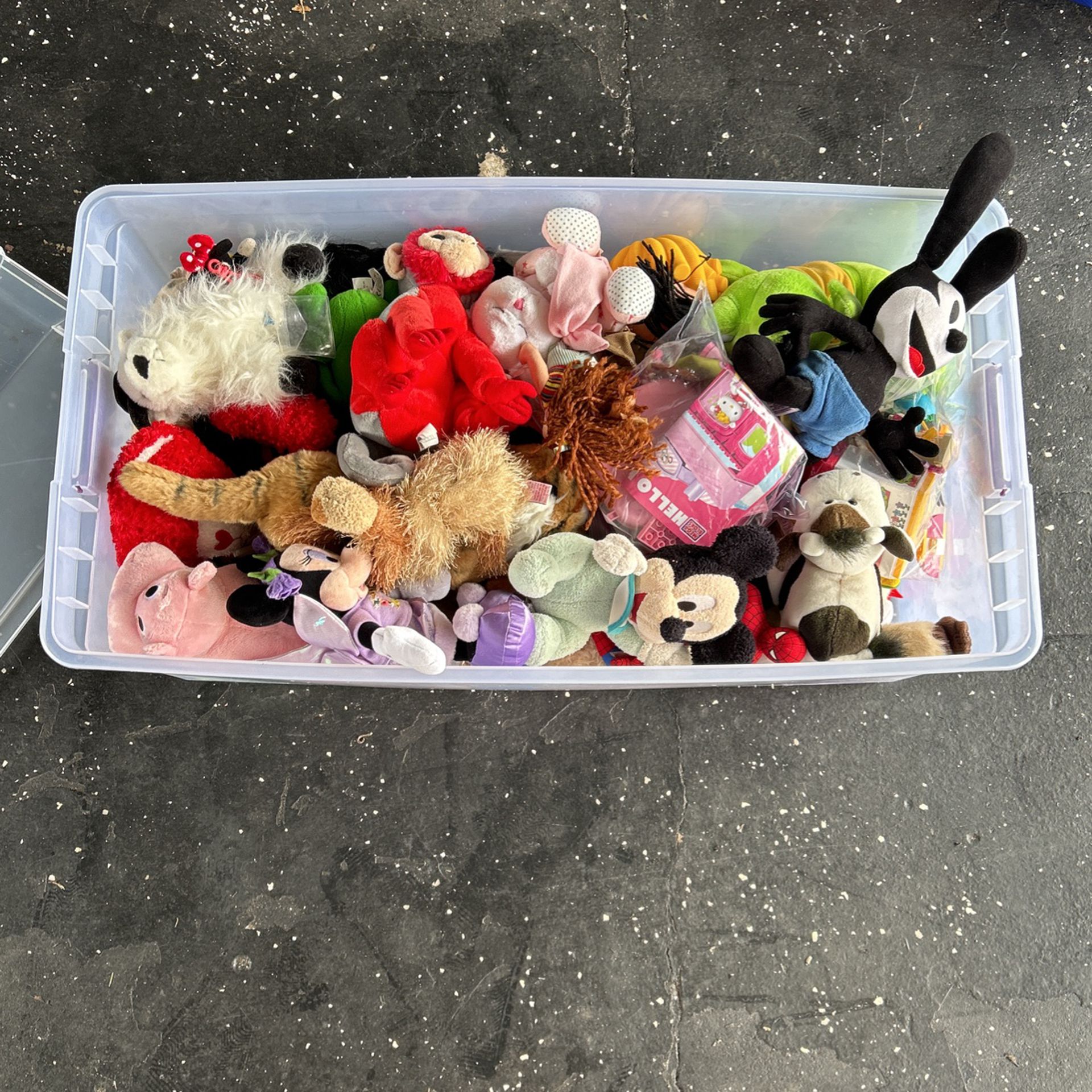 Large Bin Of Miscellaneous Stuffed Animals And More