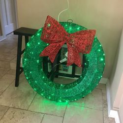 34’ Green Red LED Christmas TwinkleWreath Indoor Outdoor Holiday Yard Decoration New In A box Pick Up SYLMAR $170 Each ONLY ONE LEFT