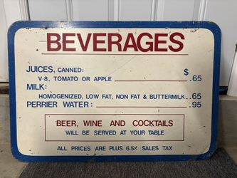 Vintage Metal Beverages Sign