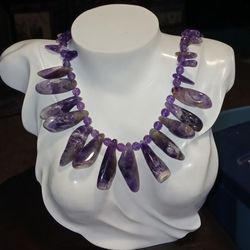 Vintage Graduated Purple Amethyst , Faceted Round Amethysts, Statement 20" Necklace 