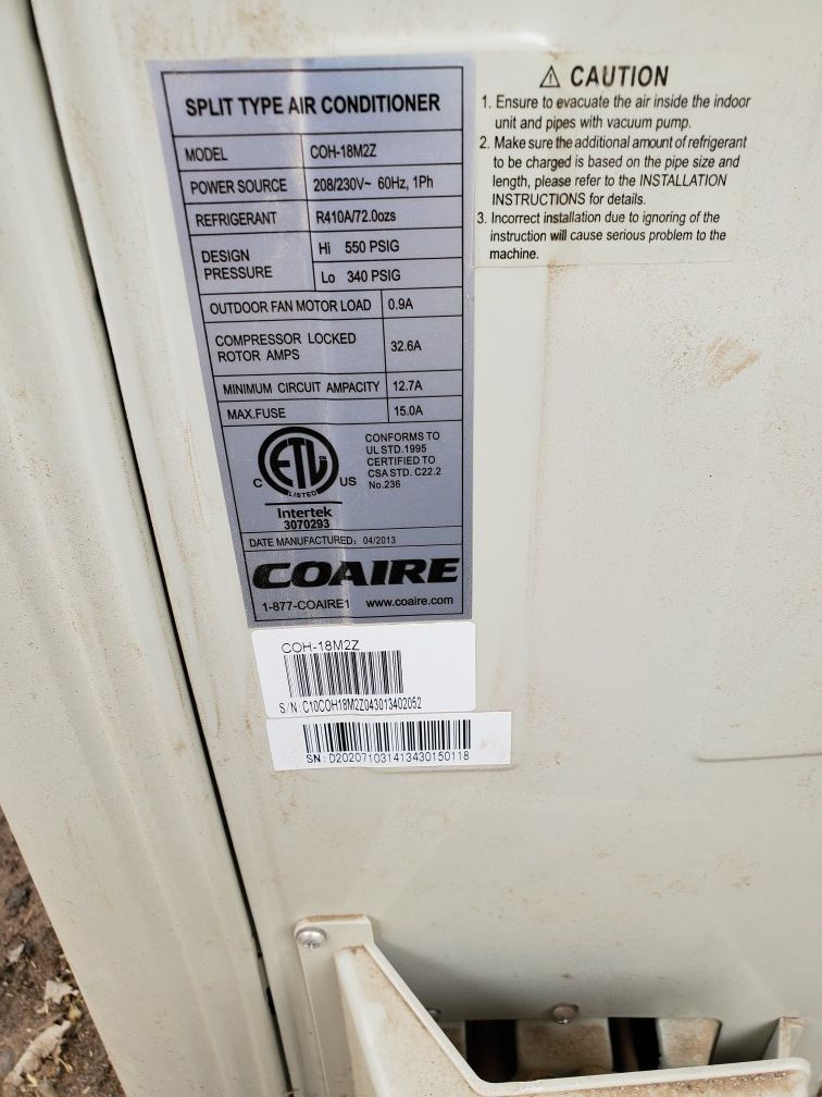 Coaire mini split for Sale in Fabens, TX OfferUp