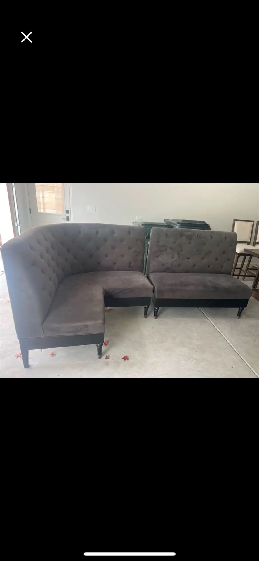 Restoration hardware tufted banquette sectional