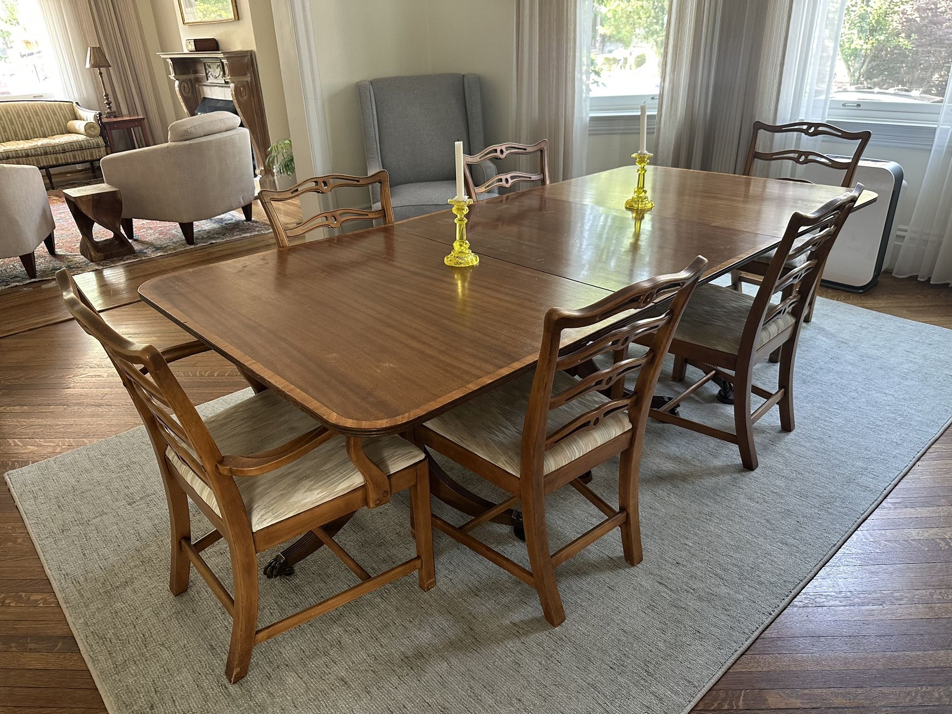 Antique Dining Table With Metal Claw Feet