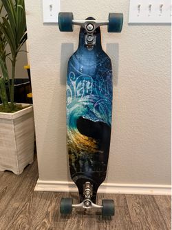 Sector 9 Drop-Through Longboard — Bamboo Deck, Wave Graphic, ~41"