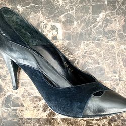 Vintage 1980’s Sacha London Black Leather Suede High Heels Womens  Size 7 1/2