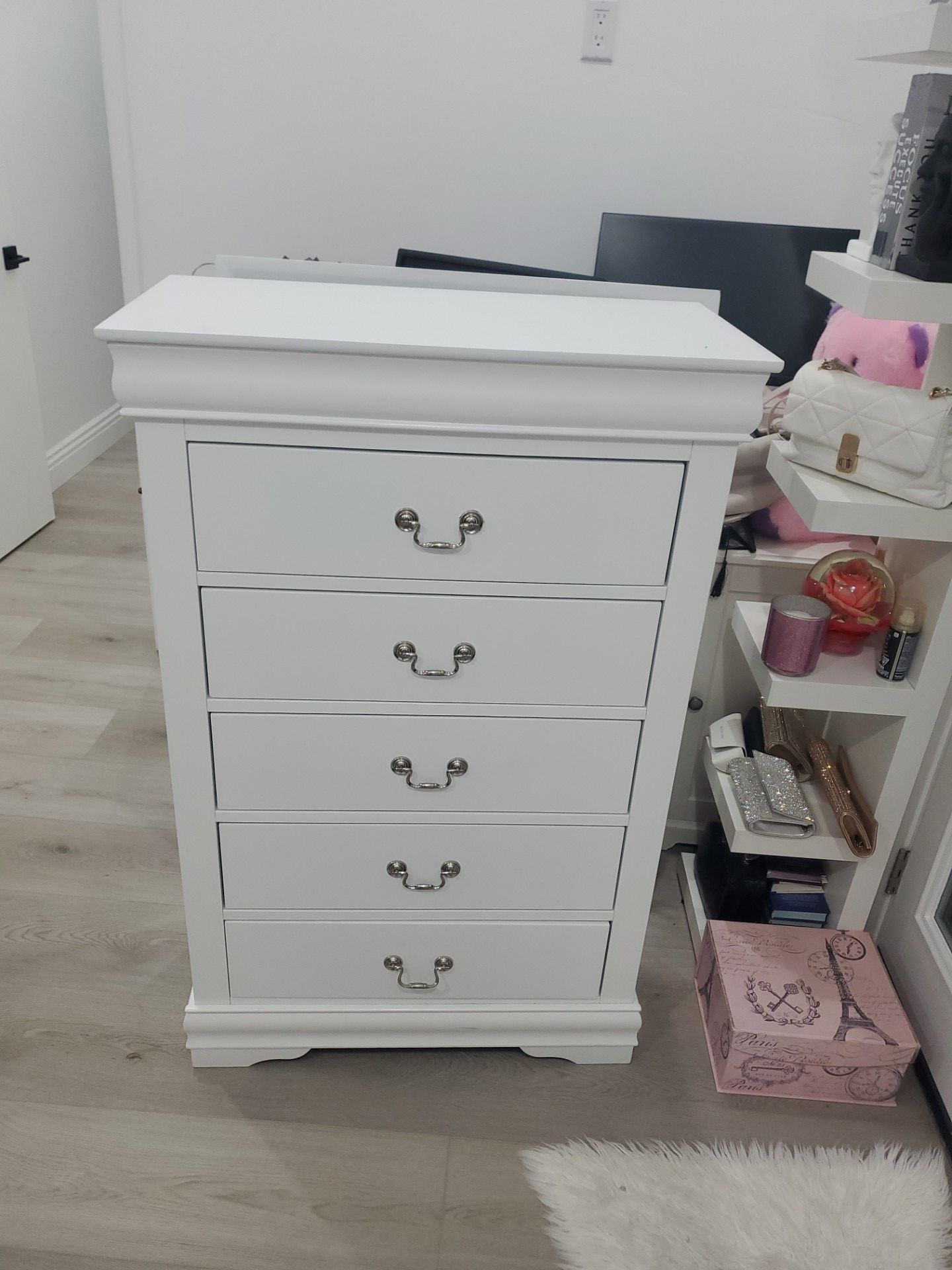 White Dresser silver handles