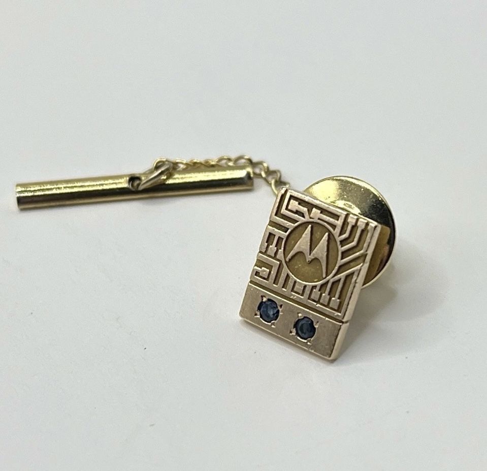Vintage Motorola Company Employee Service Award Tie Tac - 10K Solid Gold Pin