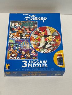 Ceaco Disney Mickey Friends 3 Jigsaw Puzzle Set With Glue New