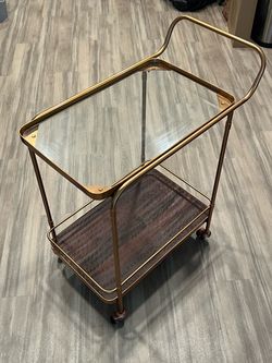 Vintage-Style brass rolling Bar Cart 2-tier