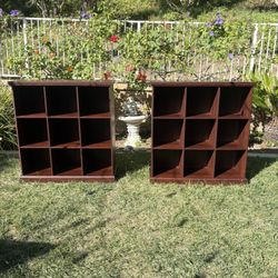 Two Dark Brown 9-Cube Storage Units