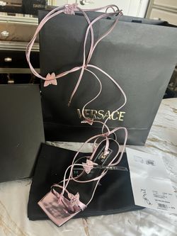 VERSACE CRYSTAL METALLIC BUTTERFLY HEELS