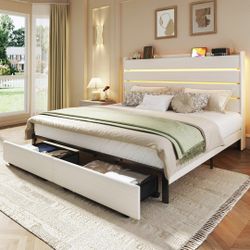 Queen Bed Frame with Headboard,Upholstered Bed Frame with Vertical Channel Tall Wingback Headboard,No Box Spring Needed,Wooden Slats Support,No-Noise,