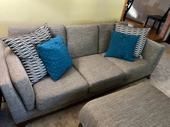 Brown Article Sofa couch and Ottoman