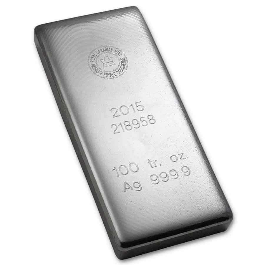 RCM Royal Canadian Mint 100 Troy Ounce Silver Bar Ag 999.9