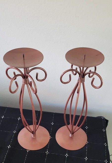 2 Metal Pillar Candle Holder