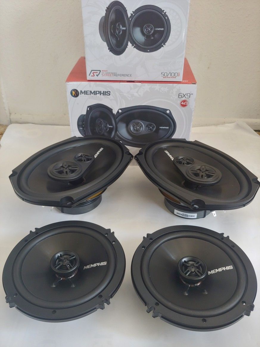 MEMPHIS 1 PAIR 6.5" 2 WAY 100 WATTS & 1 PAIR 6×9 3 WAY 110  WATTS CAR SPEAKER ( BRAND NEW PRICE IS LOWEST INSTALL NOT AVAILABLE )
