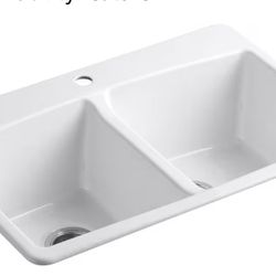 33" top-mount double-bowl kitchen sink