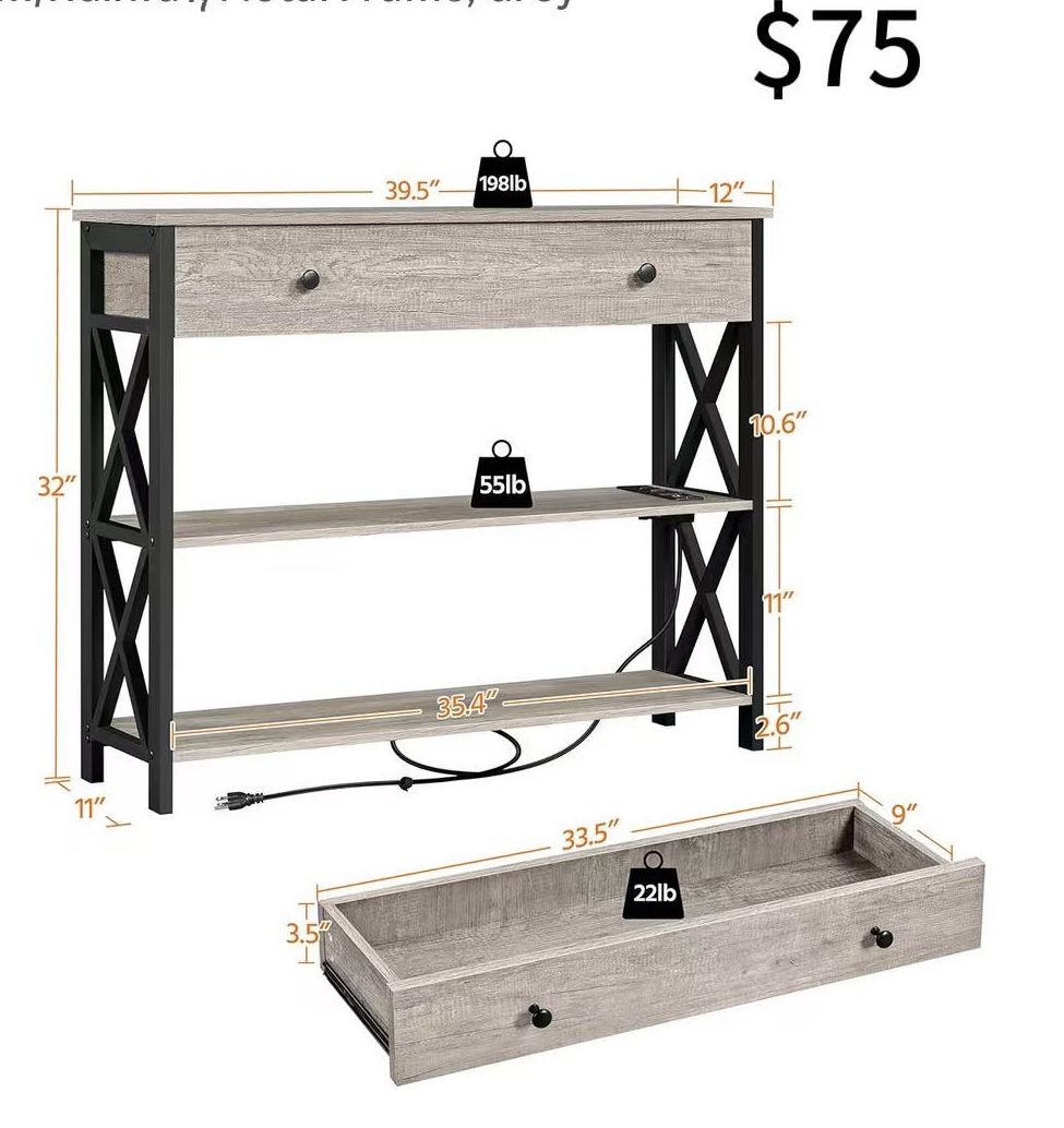 😀 Yaheetech TV Stand with Power Outlets, Entertainment Center with Drawer, Media Console Table for TV up to 45 inch with Open Storage Shelf
