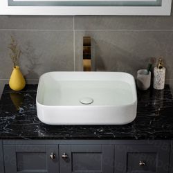 V23550WT 20" x 16" Rectangle Vessel Sink without Overflow in High Gloss White