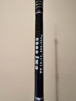 Brand new custom wrapped UC CXJ 6005 jigging 6ft rod PE 10-12 spiral “acid” wrapped guides 400-700g