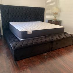 New King Storage Bed Frame +Mattress (Read Description Below)