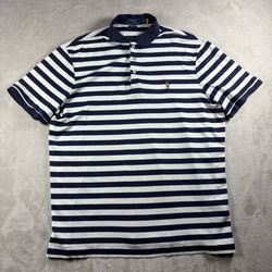 Polo Ralph Lauren Men’s L Blue Striped Classic Fit Short Sleeve Shirt #6A